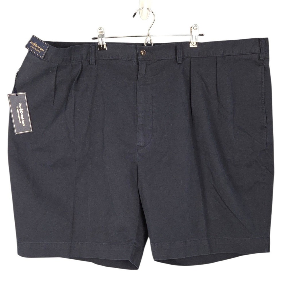 Polo Ralph Lauren Pleated Shorts Mens 50B 8" Navy Blue Classic Fit Cotton New